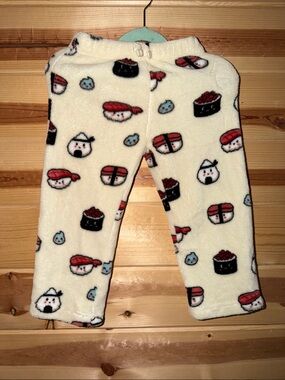 Cream Sushi-Pattern Fleece Pajama Pants for Kids